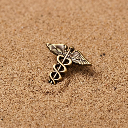 Caduceus Antique Bronze 3D Pin